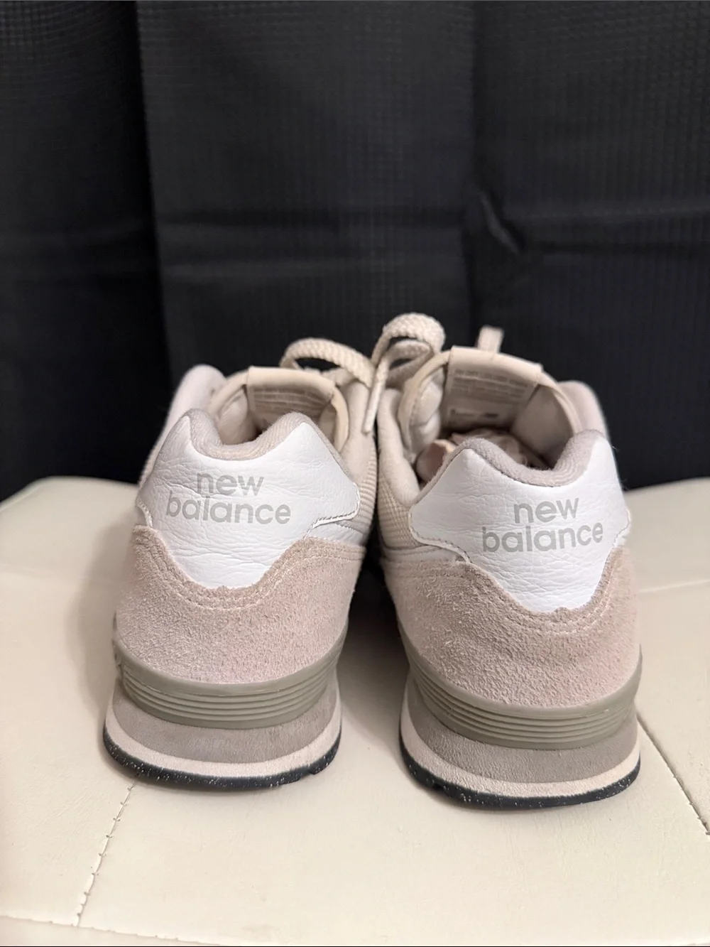 New Balance Light Beige Suede & Mesh 574 Sneakers Big Boys size 5.5 or Sz 7-7.5